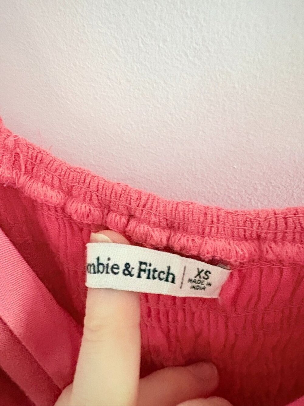 Abercrombie & Fitch Scrunchie Strap Linen Blend Maxi Dress Melon Coral Pink XS - Picture 7 of 8